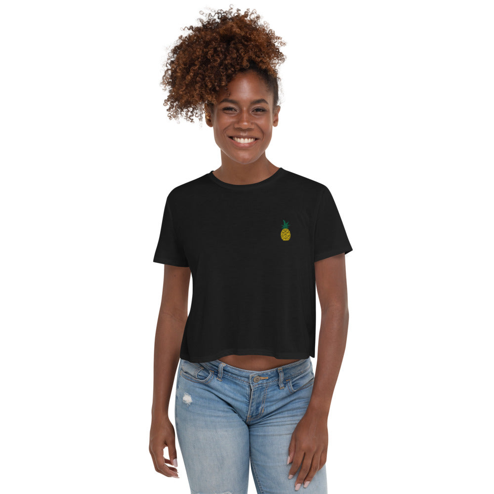 Pineapple | Embroidered Crop Tee